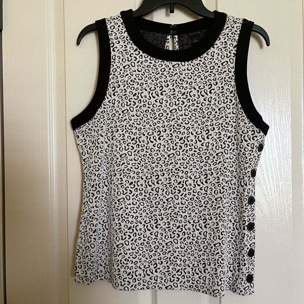 Ann Taylor Animal Print Shell Medium